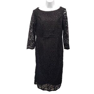 Talbots Black Eyelet Lace Dress Dark Feminine Whimsigoth Cottagecore Size 6
